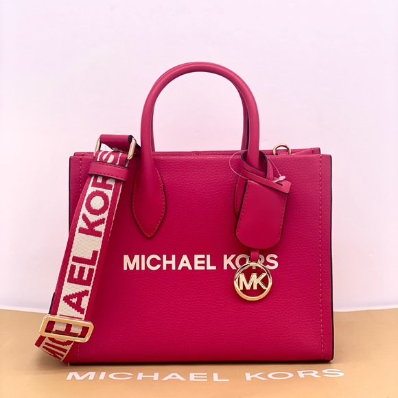 MICHAEL KORS Mirella Small Pebbled Leather
Crossbody Bag Tote Electric Pink - Picture 2 of 12